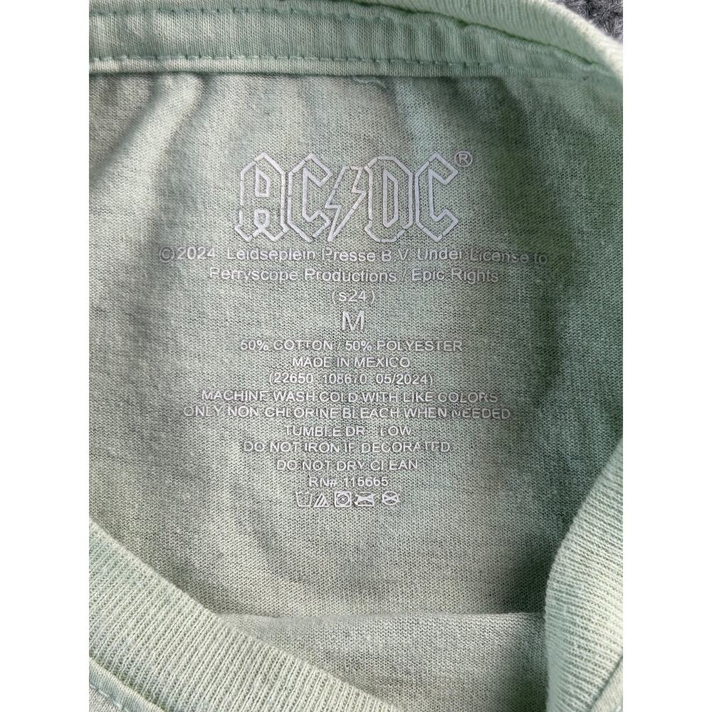 AC/DC Back In Black Girls Medium Graphic T Shirt Green Leopard Print Band Tee - Picture 4 of 8